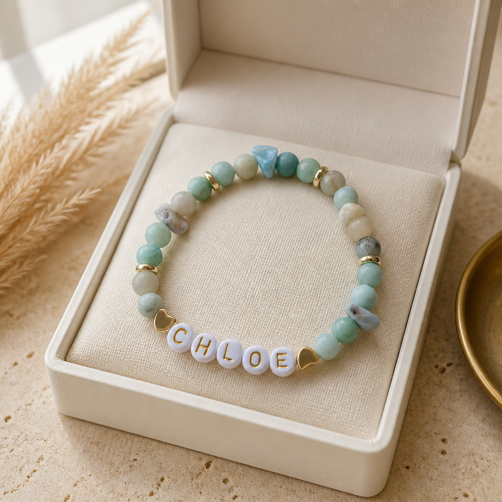 Pastel green custom named bracelet