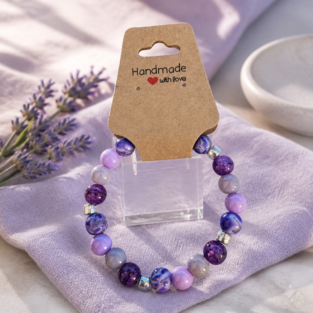Marble effect with silver accents bracelet